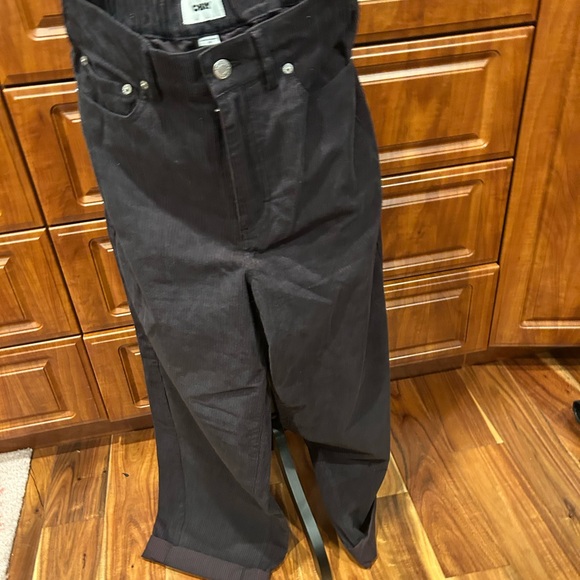 Obey Women's Black Corduroy Pants with stripe underlying black corduroy NWOT - Picture 1 of 4
